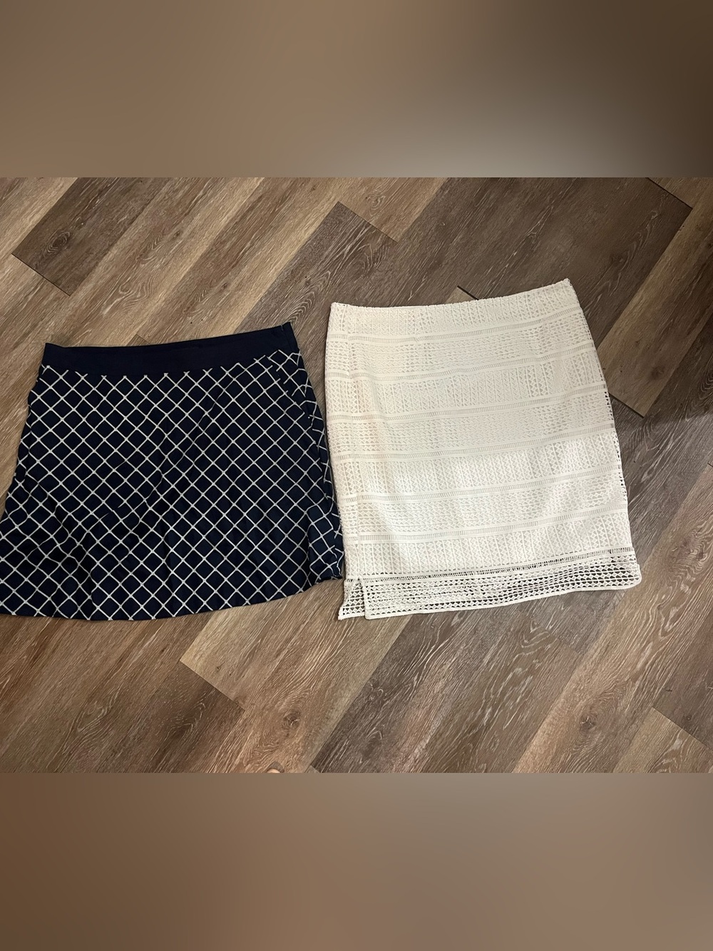 LOT OF 2 Tommy Hilfiger & Cleo Skirts Size 16 Navy Grid White Lace Mini Midi